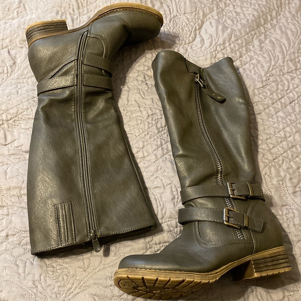 Gray high boots